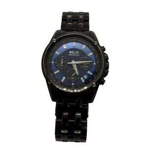 Relic Chronograph Multi Dial ZR66035 Blue Face  Quartz Men's Watch Black Band